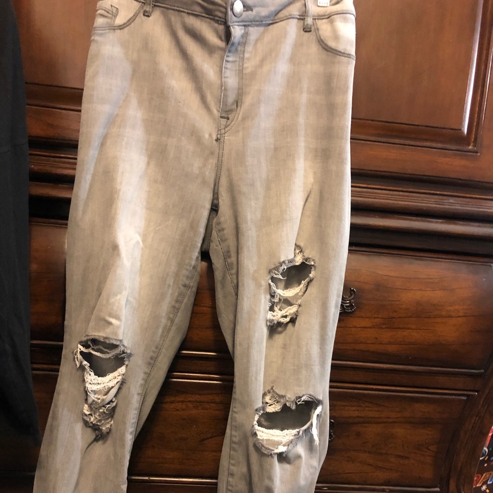 Gray ripped jeans
